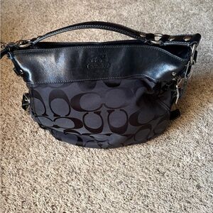 Coach Black and Gray Signature Shoulder Bag